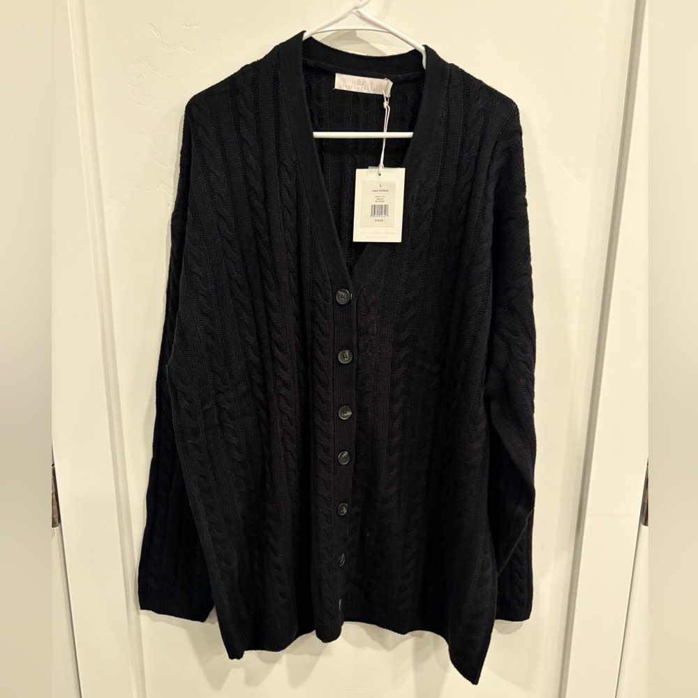 Rachel Parcell Black Oversized Cable Knit Sweater NWT